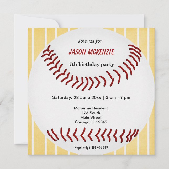 Baseball Birthday Invitation (Front)