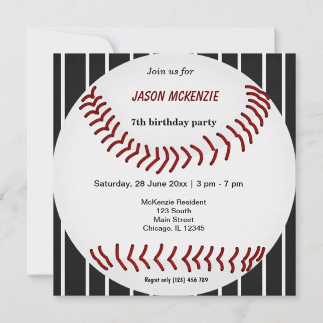 Baseball Birthday Invitation (Front)