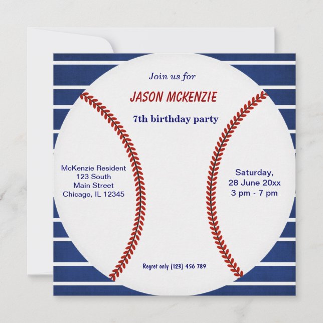 Baseball Birthday Invitation (Front)