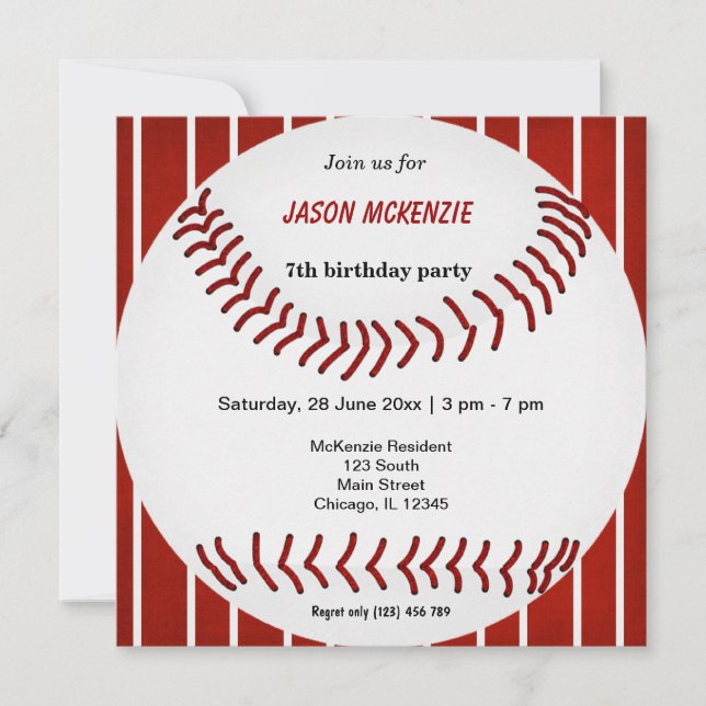 Baseball Birthday Invitation (Front)