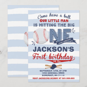 Baseball Birthday Invitation Baseball 1st Birthday