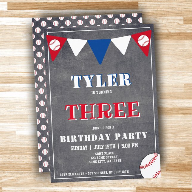 Baseball Birthday Invitation Boy 3rd Birthday (Creator Uploaded)