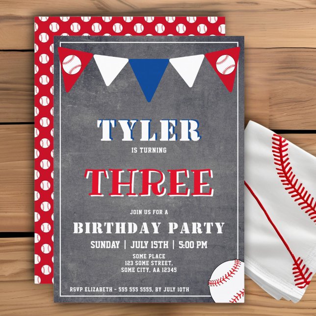 Baseball Birthday Invitation Boy 3rd Birthday (Creator Uploaded)