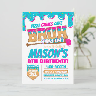 Baseball Birthday Invitation Drip Bruh Theme