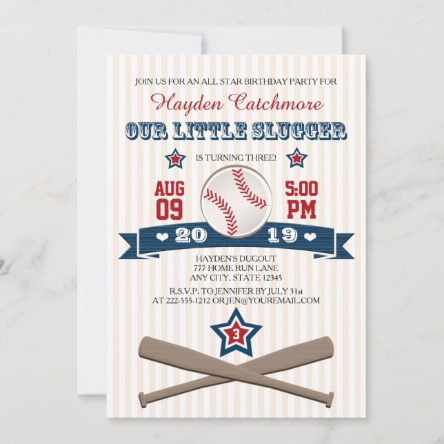 BASEBALL BIRTHDAY INVITATION FOR CHILDREN (Front)