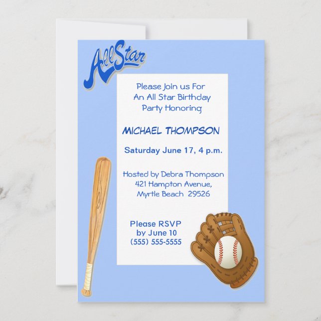 Baseball Birthday Invitations (Front)
