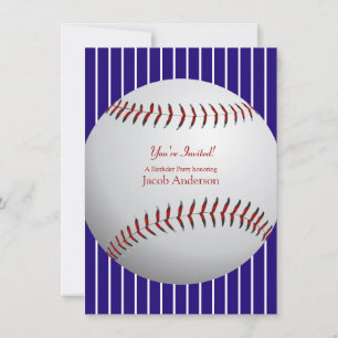 Baseball Birthday Invites (blue stripes)
