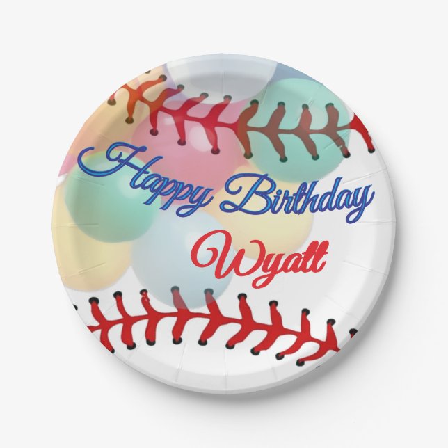 Baseball Birthday  Paper Plate (Front)