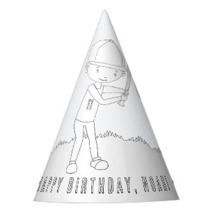 Baseball Birthday Party (Boy) - Colour Your Own Ha Party Hat