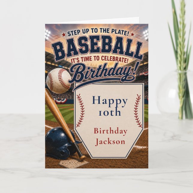 Baseball Birthday Party Card (Front)