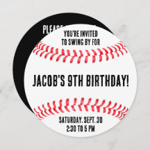 Baseball Birthday Party Custom Name and Info