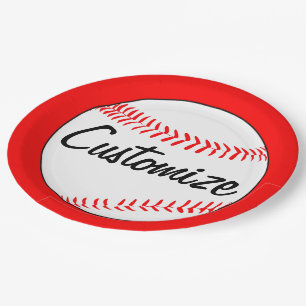 Baseball Birthday Party Custom Team Name and Color Paper Plate