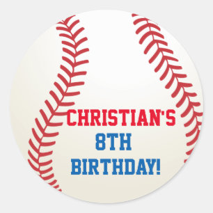 Baseball Birthday Party Favour Stickers