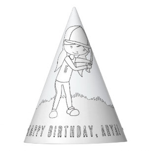 Baseball Birthday Party (Girl)- Colour Your Own Ha Hat