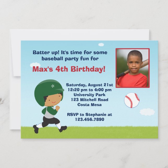 Baseball Birthday Party Invitation (Front)