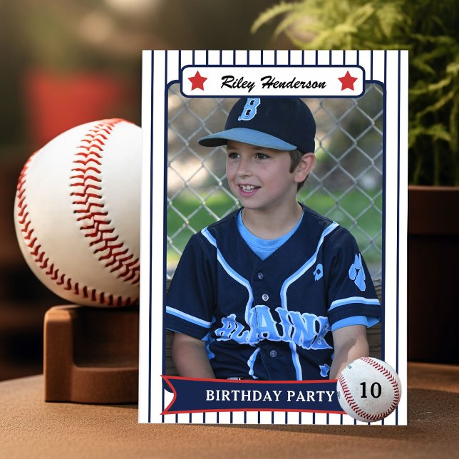 Baseball Birthday Party Invitation (Baseball trading card boy's birthday invitations.)