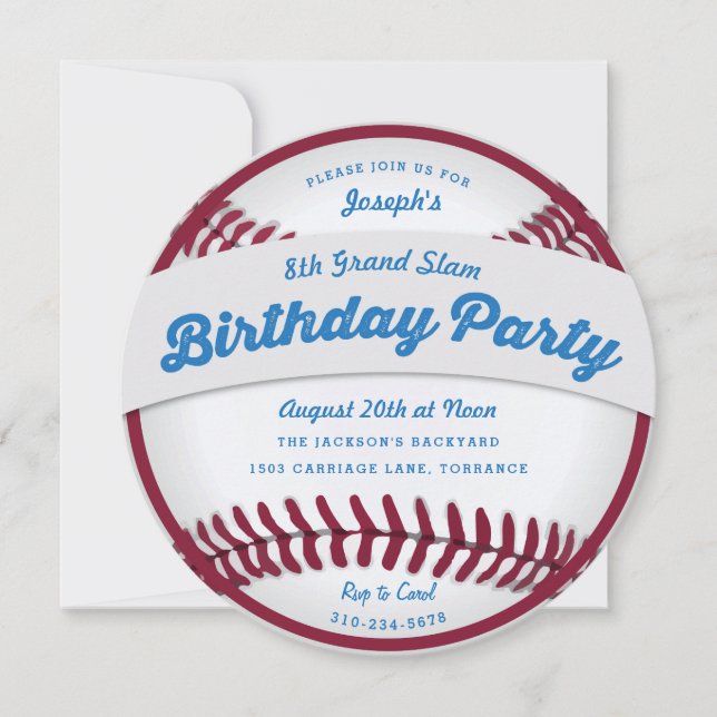 Baseball Birthday Party Invitation (Front)