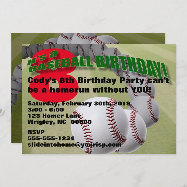 Baseball Birthday! PARTY INVITATION (Front/Back)
