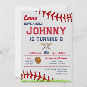 Baseball Birthday Party Invitation with Photo