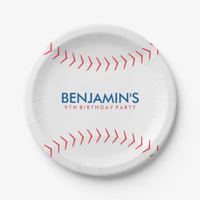Baseball Birthday Party Paper Plate (Front)