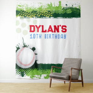 Baseball Birthday Party Photo-Op Kids Backdrop  Tapestry