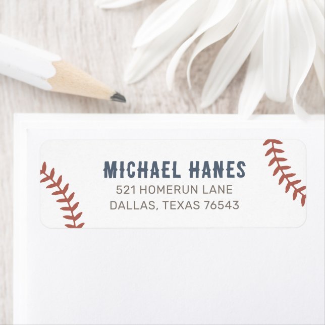Baseball Birthday Party Return Address Label (Insitu)