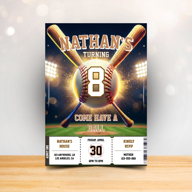 Baseball Birthday Party Sports Theme for Kids Invitation (Creator Uploaded)