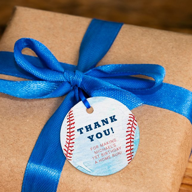 Baseball Birthday Party Thank You Gift Tag  (Baseball Birthday Favor Tag)