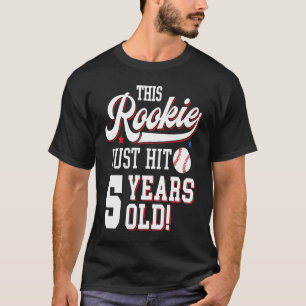 Baseball Birthday Party This Rookie Just Hit 5 Yea T-Shirt