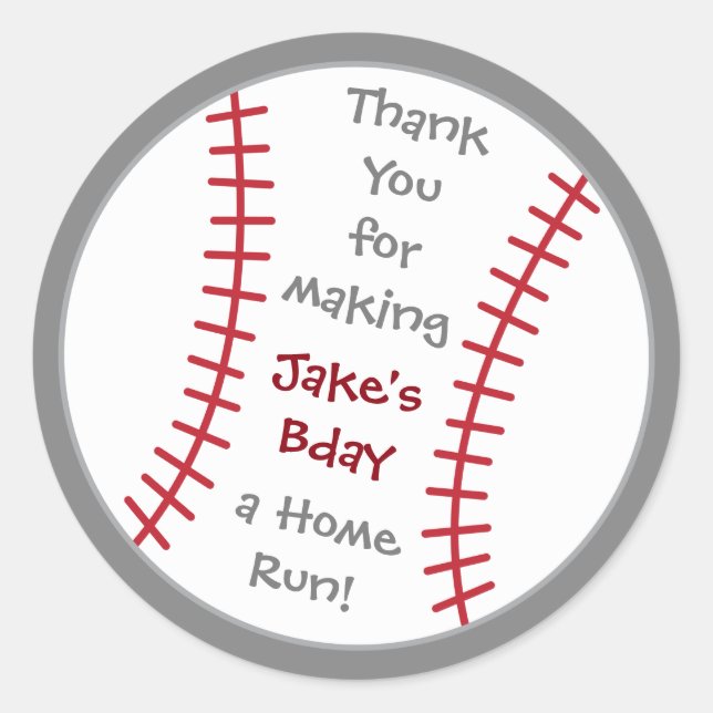 Baseball Birthday Sticker- Special Bday Labels (Front)