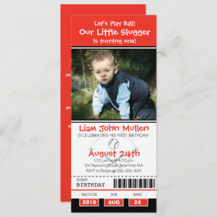 Baseball Birthday Ticket Invitation