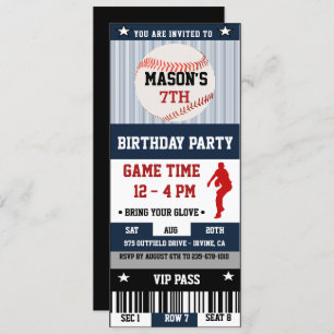 Baseball Birthday Ticket Invitation