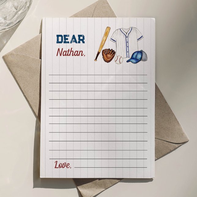 Baseball Birthday Time Capsule Note Message Card (Creator Uploaded)