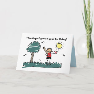 Baseball Birthday to Boy Outside Stick Figure Card