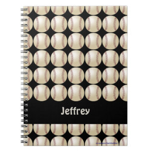 Baseball Black Personalised Notebook