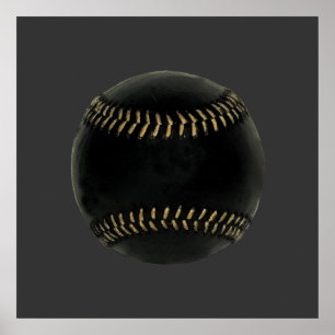 baseball black poster