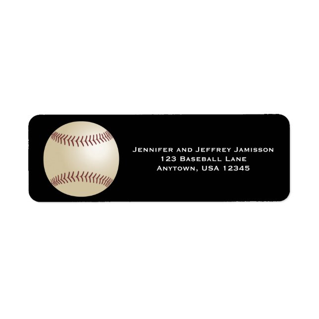 Baseball, Black Return Address Label (Front)