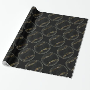 baseball black wrapping paper
