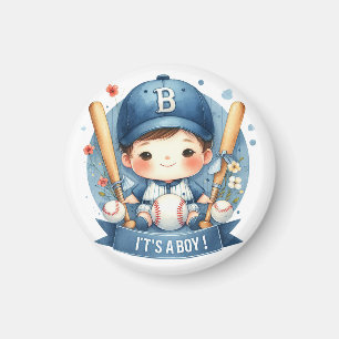Baseball Bliss Baby Boy Announcement Baby Shower Magnet