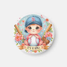 Baseball Bliss Baby Girl Announcement Floral Baby