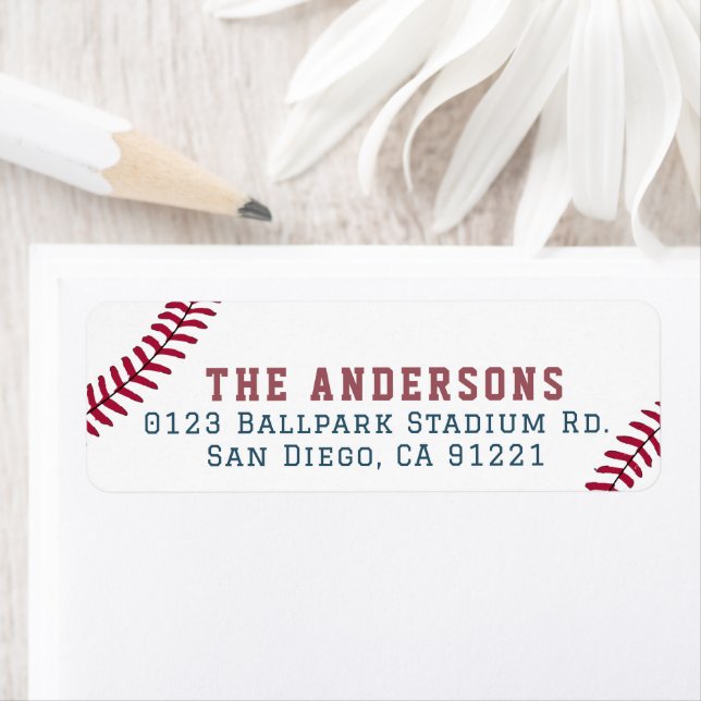 Baseball Blue & Red Return Address Label (Insitu)