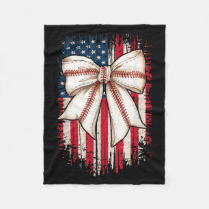 Baseball Bow Shirt Women Patriotic USA Flag Fleece Blanket