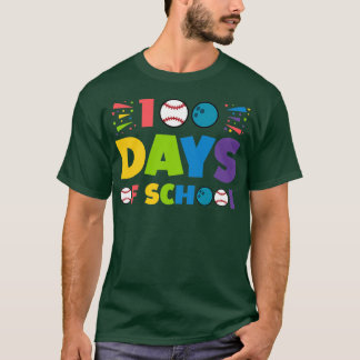 Baseball bowling 100 days of school gift idea T-Shirt