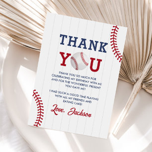 Baseball Boy Birthday Party Thank You Card