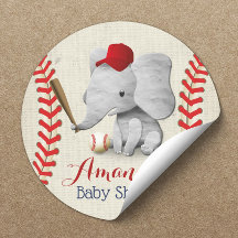 Baseball Boy Cute Elephant Baby Shower