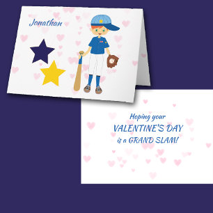 Baseball Boy Personalized Valentine Card