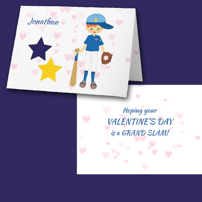 Baseball Boy Personalized Valentine Card (Creator Uploaded)