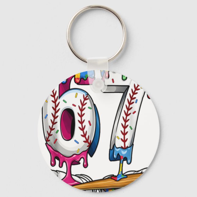 Baseball Boy Puzzle Ice Cream Drip Baseball Autism Key Ring (Front)