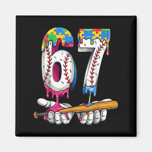 Baseball Boy Puzzle Ice Cream Drip Baseball Autism Magnet