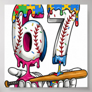 Baseball Boy Puzzle Ice Cream Drip Baseball Autism Poster
